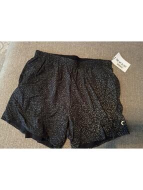 Zyia Active Men’s Black Reflective 5” Running Shorts L NWT Lined Athletic Traini